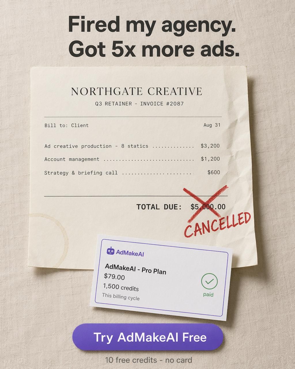 AdMakeAI ad angle: Agency teardown