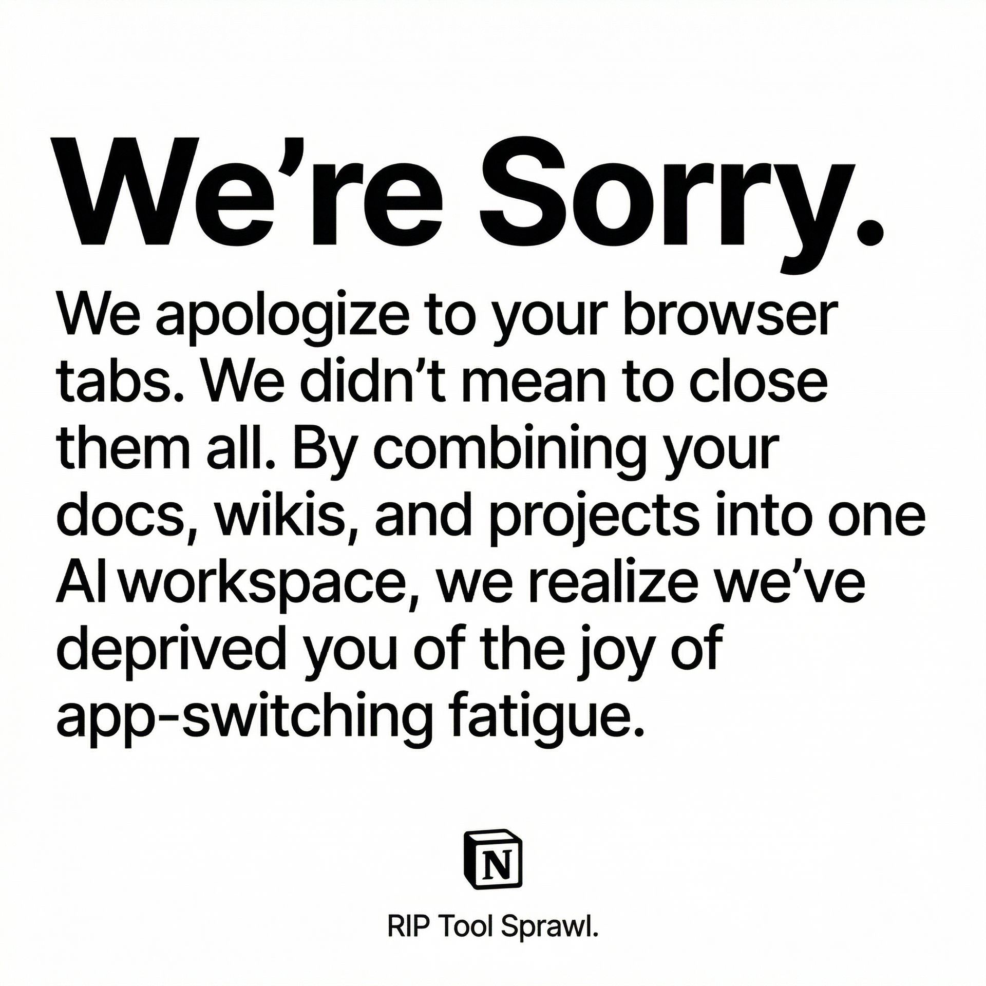"We're Sorry" Ad